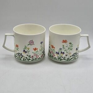 Mikasa Petit Point Bone China Demitasse Cup Coffee Mug (Set of 2) Vtg Japan